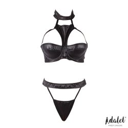 Addis Bra Set with Choker and High-Waisted Thong - S/M