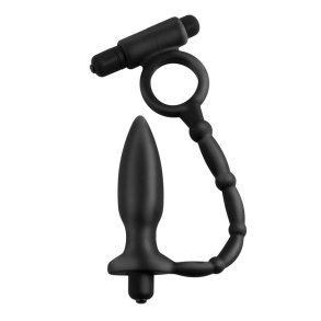 Anal Plug with Chain and Vibration Ass-Kicker Black