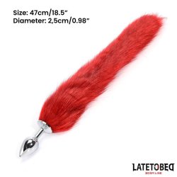 Anal plug with tail Dark Red 40 cm