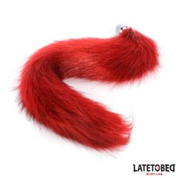 Anal plug with tail Dark Red 40 cm