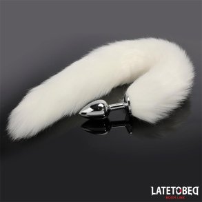 Anal plug with tail White 40 cm