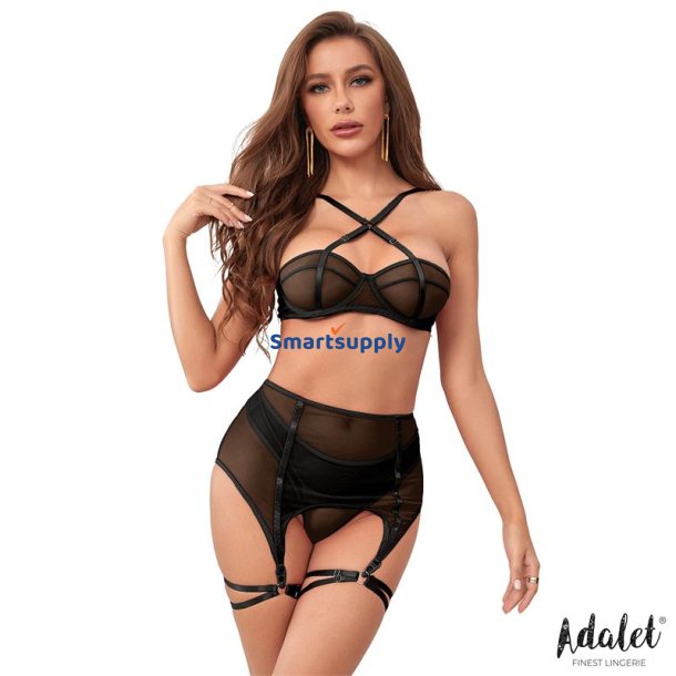 Aria Bra, Thong, Garter and Leg Ring Set - S/M