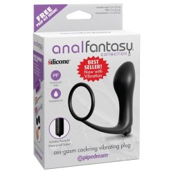 Ass-Gasm Cockring Vibrating Plug  - Colour Black