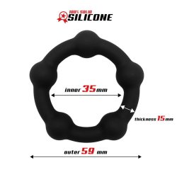 Bead Solid Cock Ring Silicone 3.5 cm Black