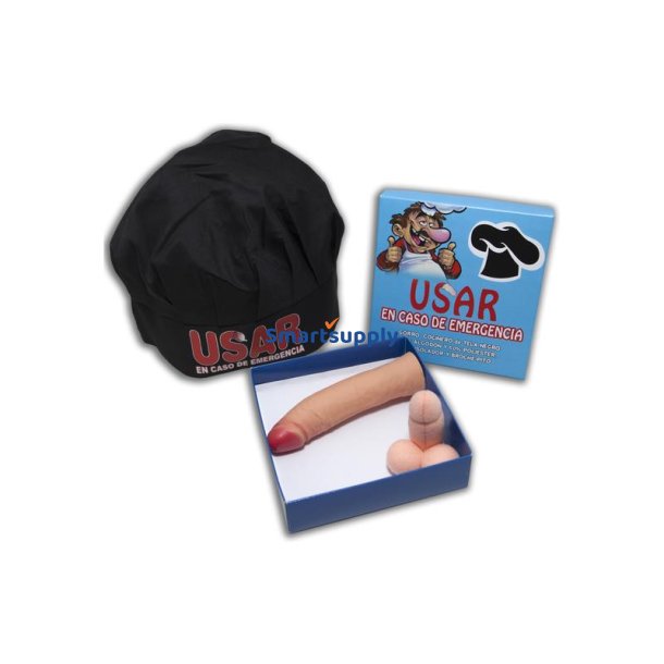 Black Chef Hat Box Set, Brooch and Stimulator