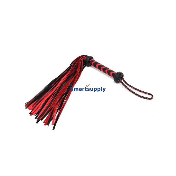 Braided Flogger Leather Black Red