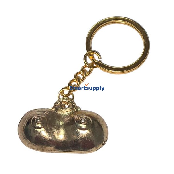 breast-shaped metal keychain Golden