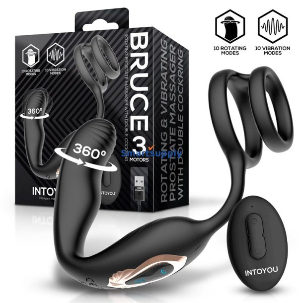 Bruce Prostate Massager 360 with Double Cockring with Vibration