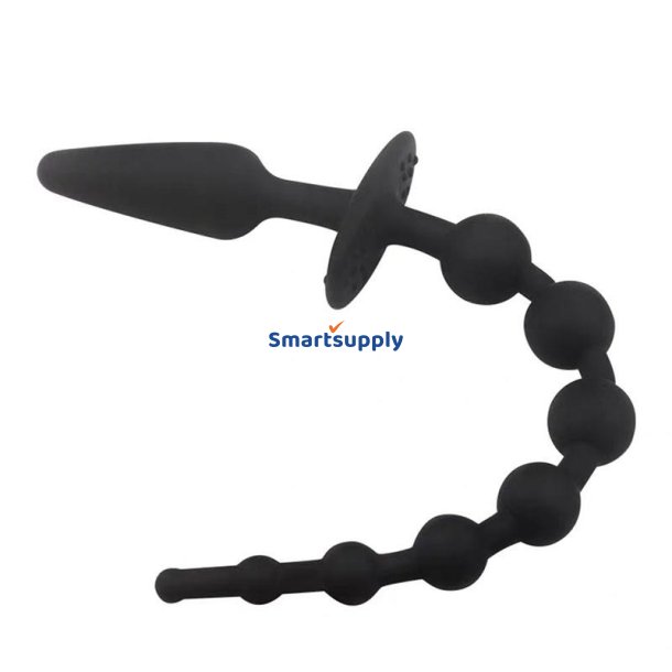 Butt Plug and Anal Chain Silicone Black