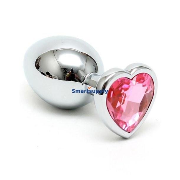 Butt Plug Plated Steel Crystal Heart Pink