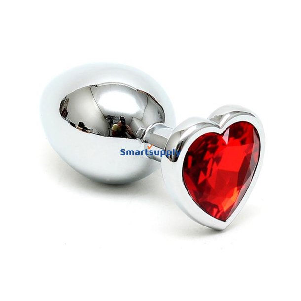 Butt Plug Plated Steel Crystal Heart Red
