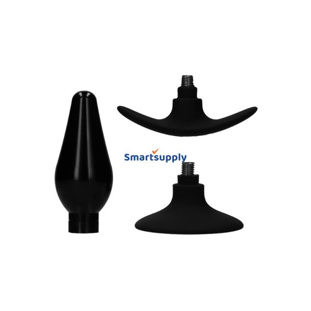 Butt Plug Set Pointed Large Suction Cup Black