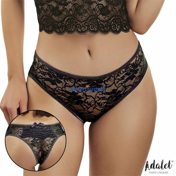 Camila Open crotch Panties with Floral Lace - S/M