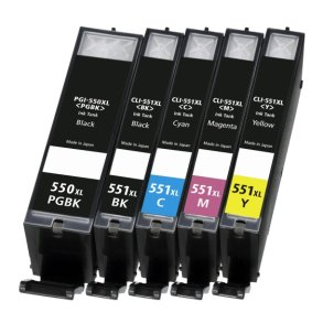Canon 550 / 551 XL B/B/C/M/Y 5 blkpatroner kompatibel