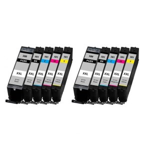 Canon 580 / 581 XXL B/B/C/M/Y 10 blkpatroner kompatibel