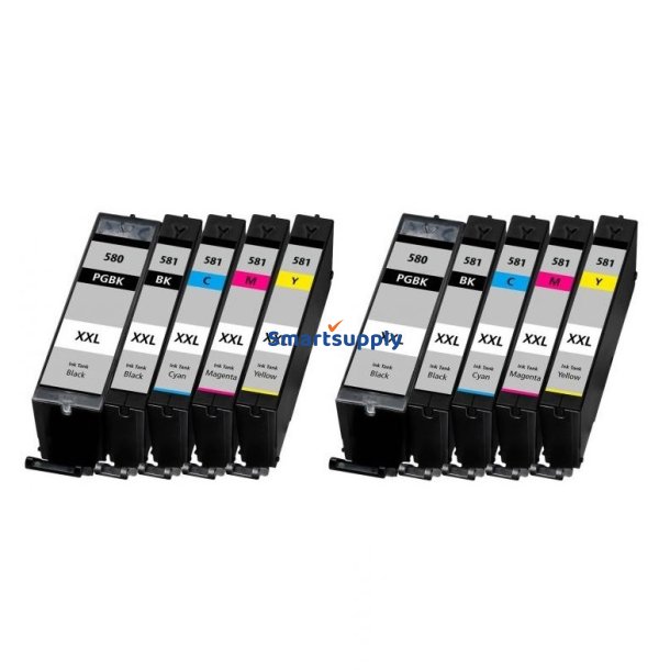 Canon 580 / 581 XXL B/B/C/M/Y 10 blkpatroner kompatibel