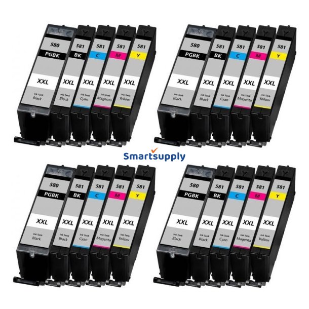 Canon 580 / 581 XXL B/B/C/M/Y 20 blkpatroner kompatibel