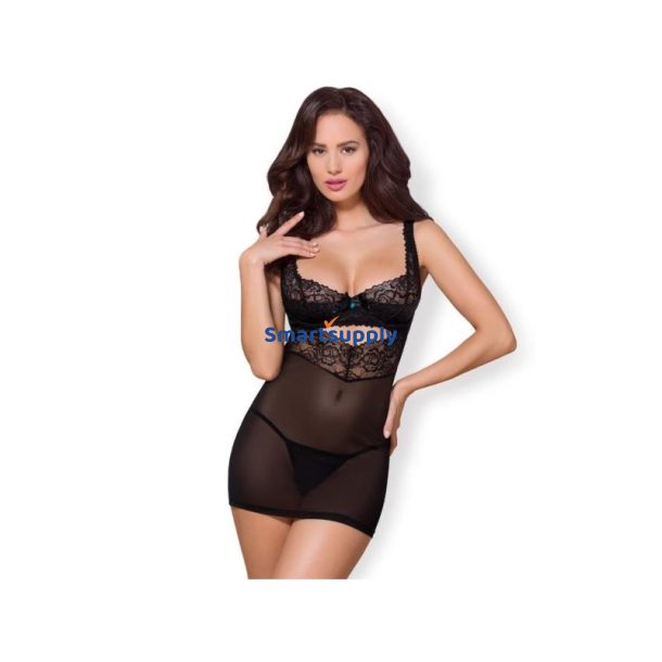 Chemise with Lace Black - S/M