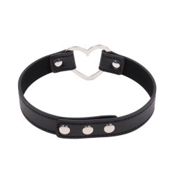 Collar with Heart Shaped Hoop Adjustable 41,5 cm Black