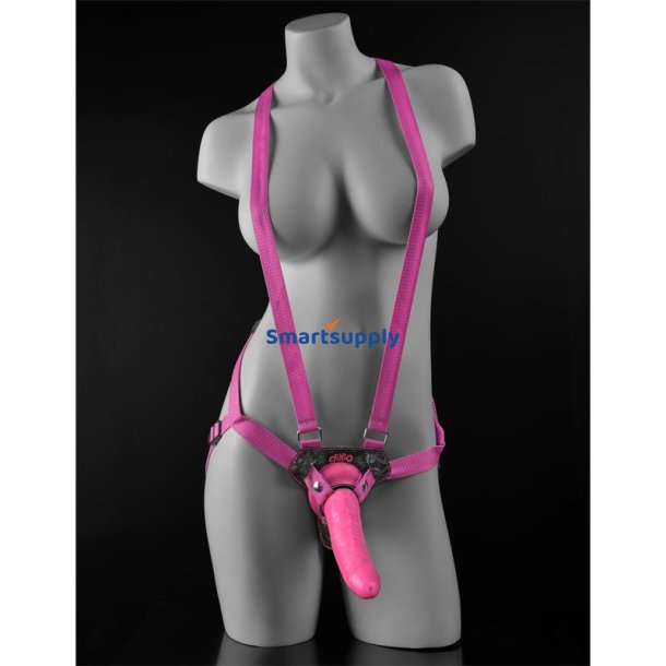 Suspender Harness with Dildo 19 cm-7 Pink