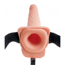 Elastic Strap-On with 9 Hollow Dildo Squirting Function Flesh