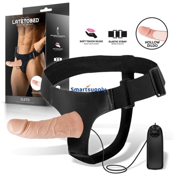Eleto Detachable Strap-On with Hollow Dildo, Vibration and Remote Control