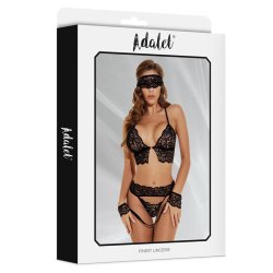 Ella Lace Bra, Thong, Mask, and Cuffs Set - S/M