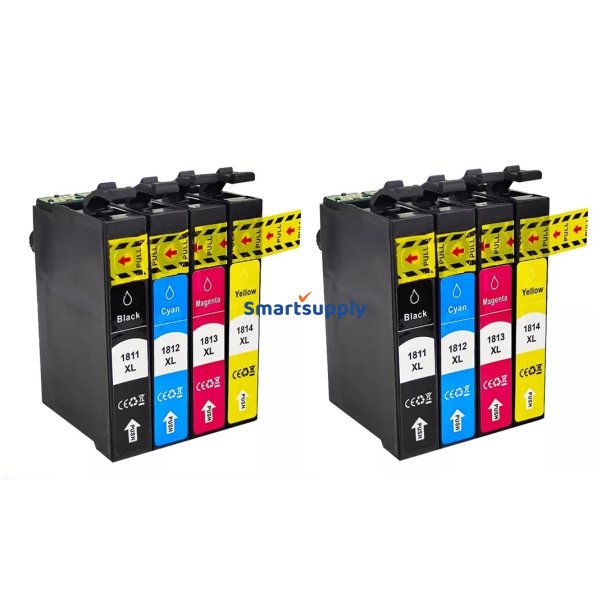 Rabat Epson 18 XL BCMY 8 stk blkpatroner kompatibel
