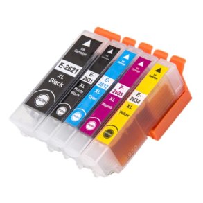 Epson 26 XL B/B/C/M/Y 5 stk blkpatroner kompatibel multipakke