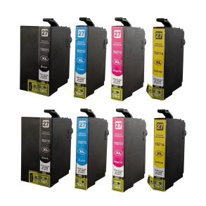 Epson 27 XL BCMY 8 stk blkpatroner kompatibel multipakke