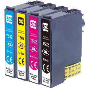 Epson 502 XL BCMY 4 stk blkpatroner kompatibel multipakke