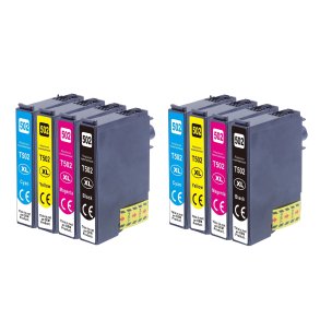 Epson 502 XL BCMY 8 stk blkpatroner kompatibel multipakke