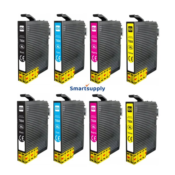 Epson 604 XL BCMY 8 stk bl�kpatroner kompatibel multipakke