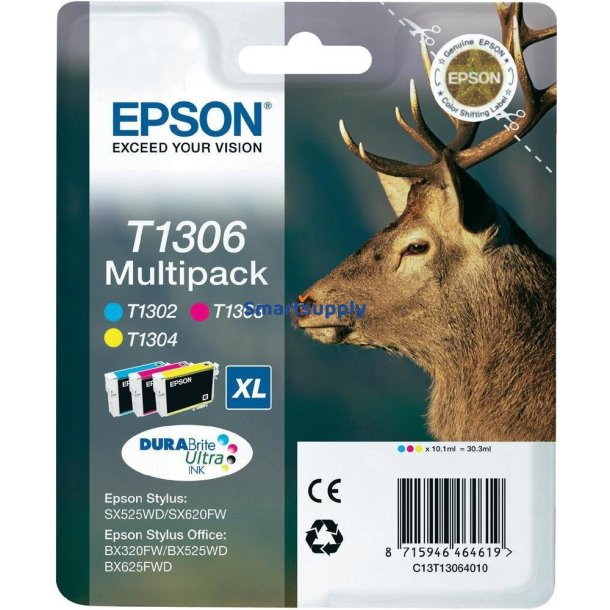 Epson T1306 tripack 3 stk CMY blkpatroner original