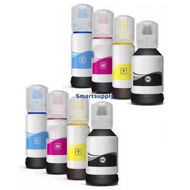 Epson 102 BCMY 8 stk bl�krefill 674ml kompatibel multipakke