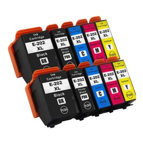 Epson 202 XL B/B/C/M/Y 10 stk blkpatroner kompatibel multipakke