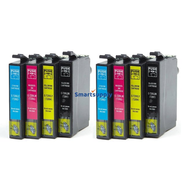 Epson 29 XL BCMY 8 stk blkpatroner kompatibel multipakke