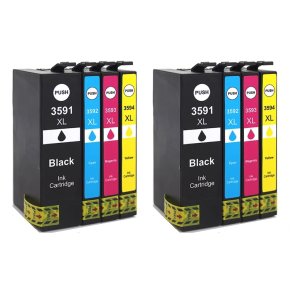 Epson 35 XL BCMY 8 stk blkpatroner kompatibel multipakke