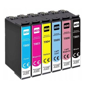 Epson T0807 B/C/M/Y/LC/LM 6 stk blkpatroner kompatibel multipakke