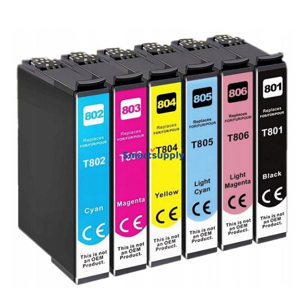 Epson T0807 B/C/M/Y/LC/LM 6 stk blkpatroner kompatibel multipakke