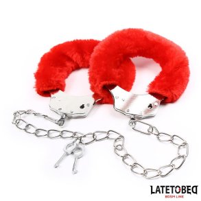 Fur Ankle Cuffs Red