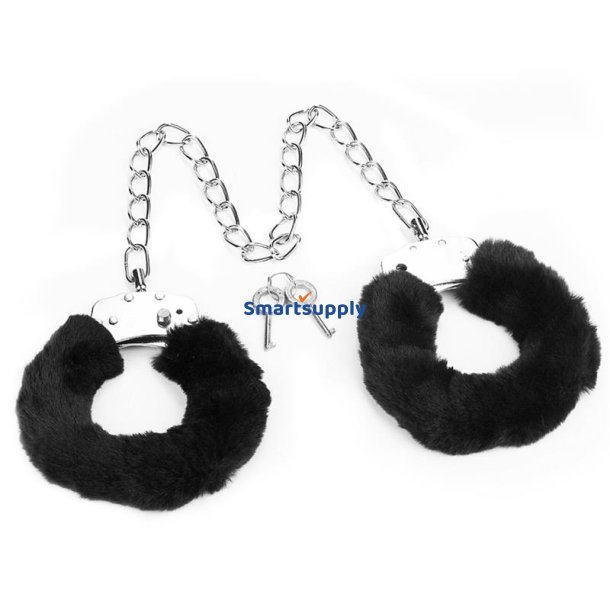 Furry Metal Ankle Cuffs Black