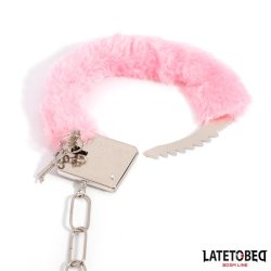 Furry Metal Cuff Pink