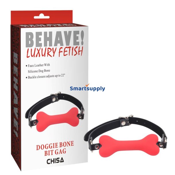 Gag Ball Doggle Bone Bit Red