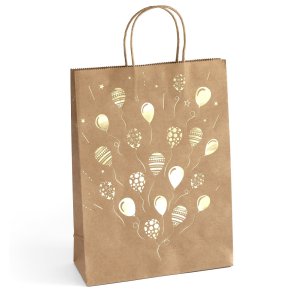 5 stk. gaveposer med guld balloner og snoet hank 33 x 10 x 24 cm