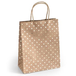 5 stk. gaveposer med guld prikker og snoet hank 25 x 10 x 20 cm