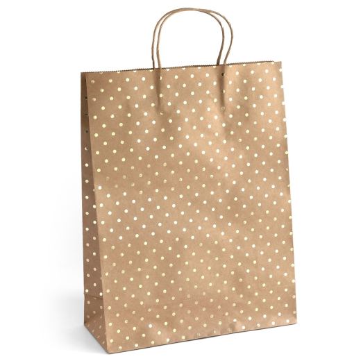 5 stk. gaveposer med guld prikker og snoet hank 39 x 12 x 30 cm
