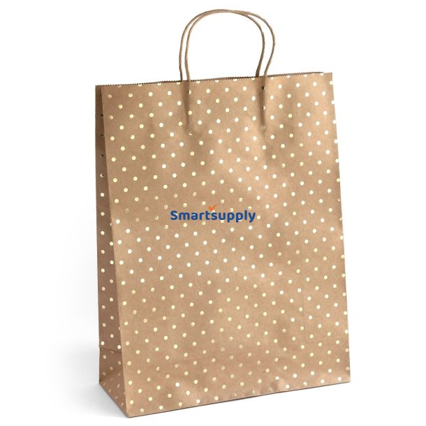 5 stk. gaveposer med guld prikker og snoet hank 39 x 12 x 30 cm