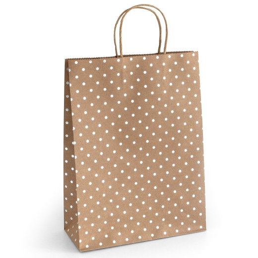 5 stk. gaveposer med s�lv prikker og snoet hank 33 x 10 x 24 cm