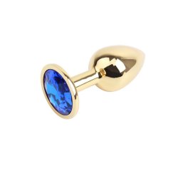 Golden Butt Plug with Blue Jewel